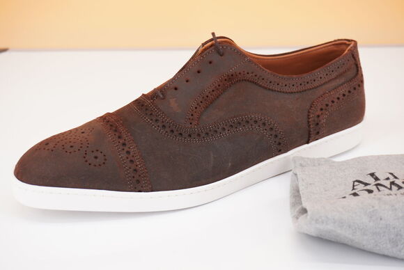 Allen Edmonds Strand Cap Toe Brown Suede Oxford Sneaker SZ 11 New $325 main image 4